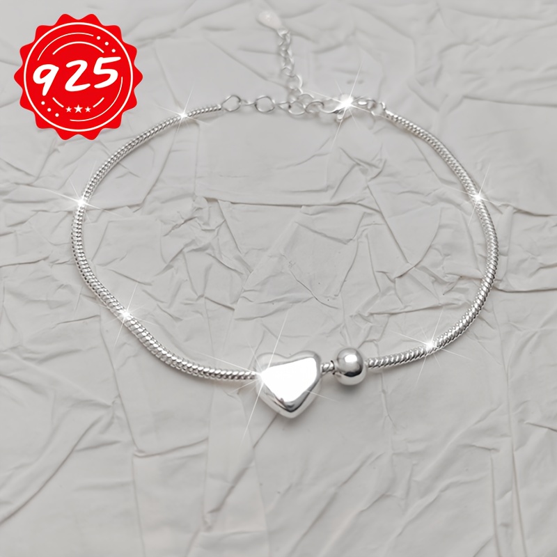 925 Silver Snake Bone Love Bead Bracelet for Women